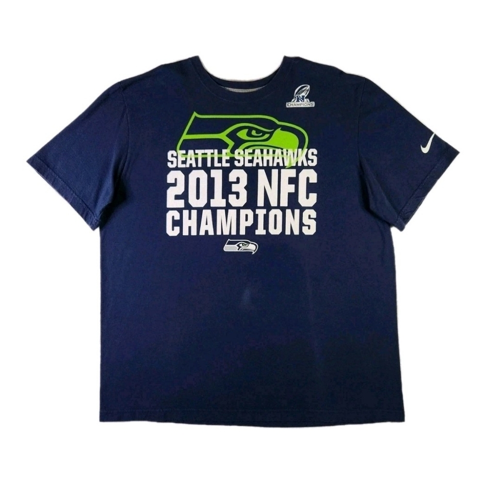 Seattle Seahawks Nike Shirt XXL Blue 2013 NFC Champions NFL Football Sportswear